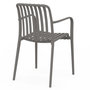 Voir la diapositive 4 : ID MARKET Lot de 4 chaises de jardin empilables BILBAO en polypropylène gris anthracite