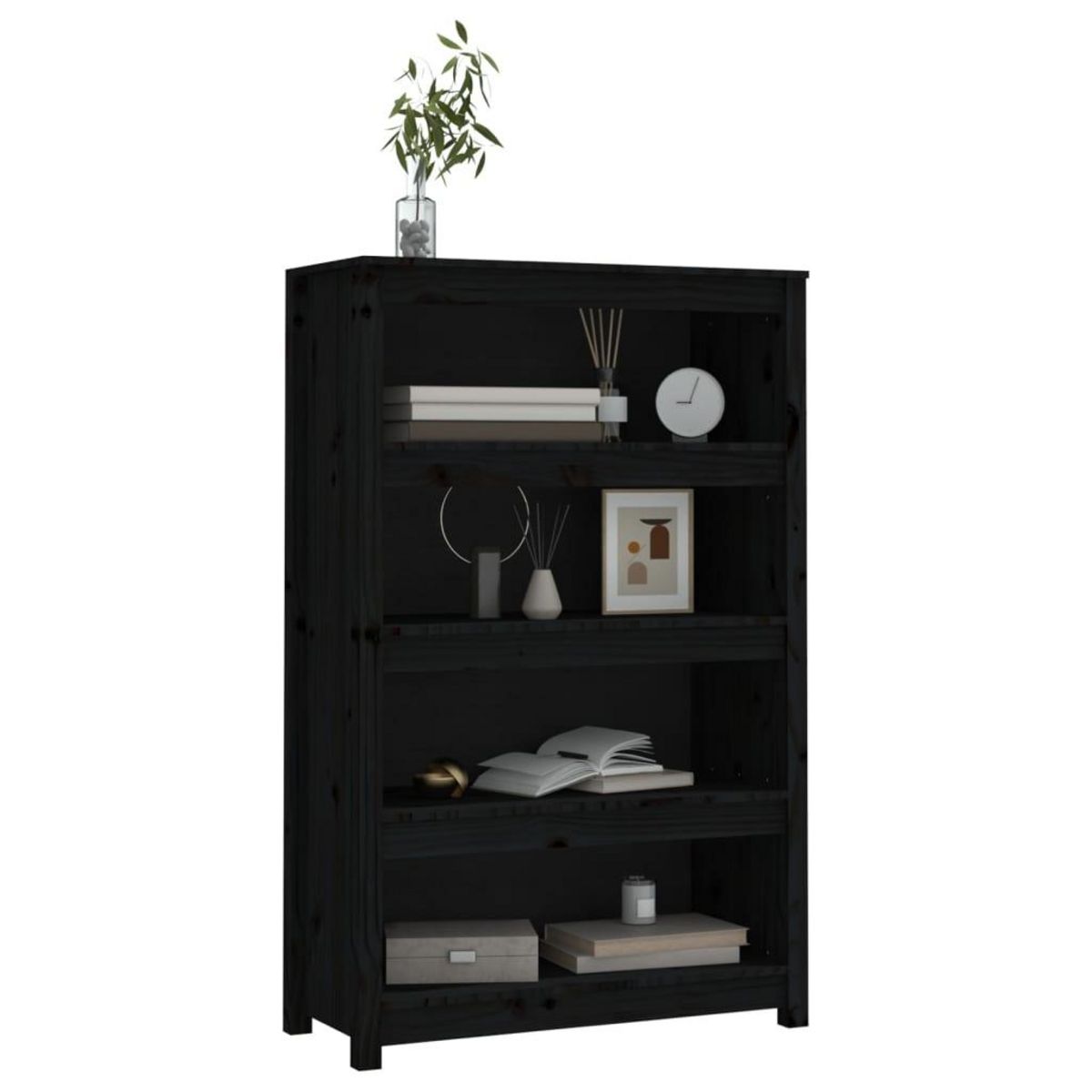 VIDAXL Bibliotheque Noir 80x35x126 cm Bois de pin massif