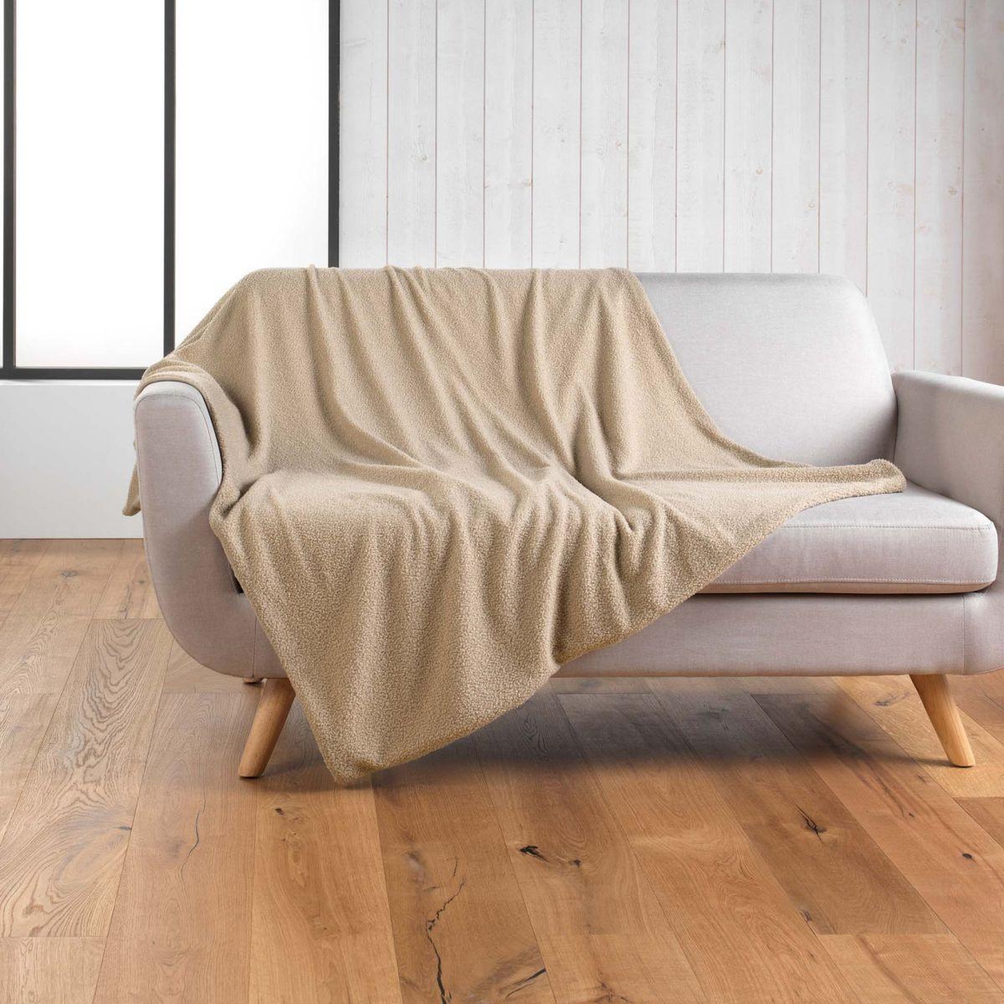 Douceur d'Intérieur Plaid bouclette  wooly  125x150cm beige