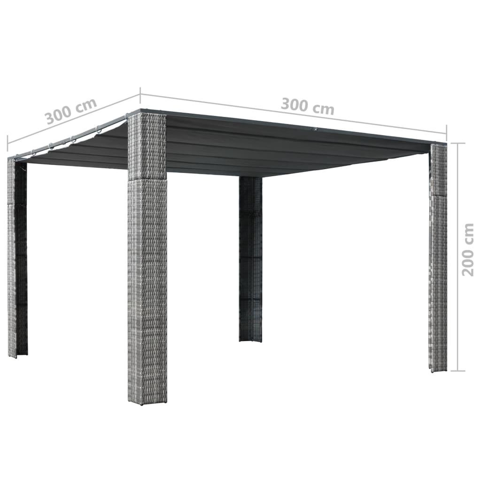 Voir la diapositive 4 : VIDAXL Tonnelle et toit Resine tressee 300x300x200cm Gris / anthracite