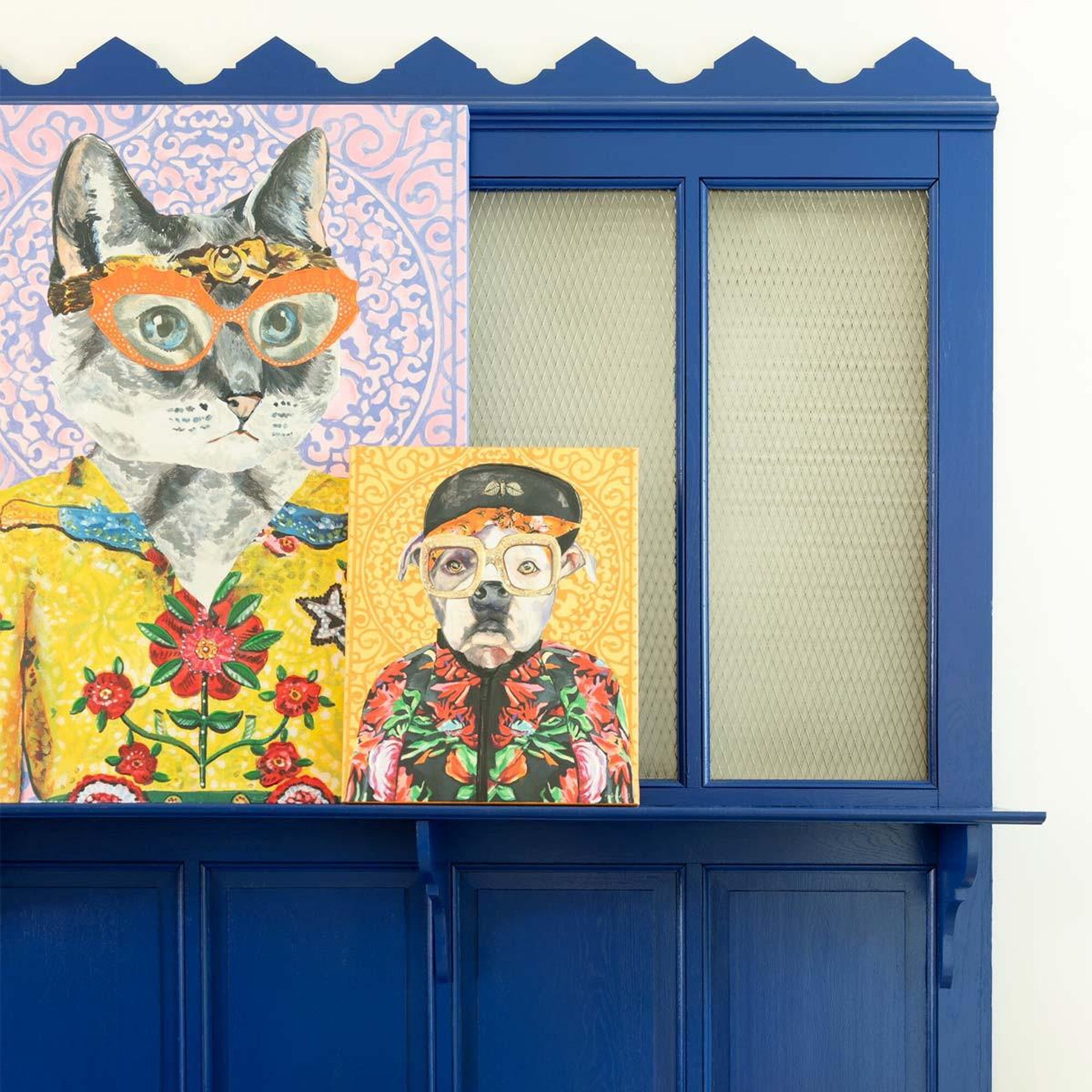 Voir la diapositive 4 : J-LINE Toile déco chien  popart  40x50cm multicolore