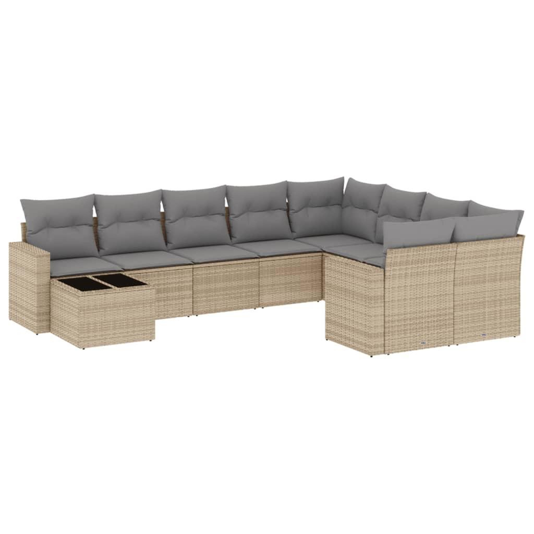 Voir la diapositive 2 : VIDAXL Salon de jardin avec coussins 10 pcs beige resine tressee