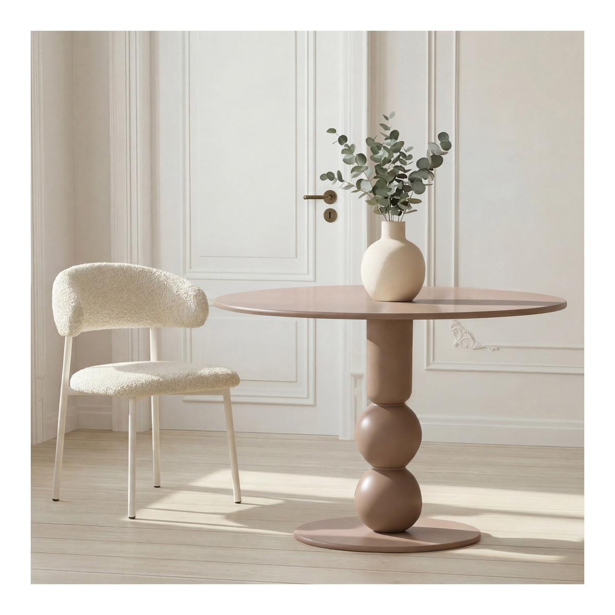 Voir la diapositive 2 : Paris Prix Table à Manger Ronde  Boule  110cm Marron