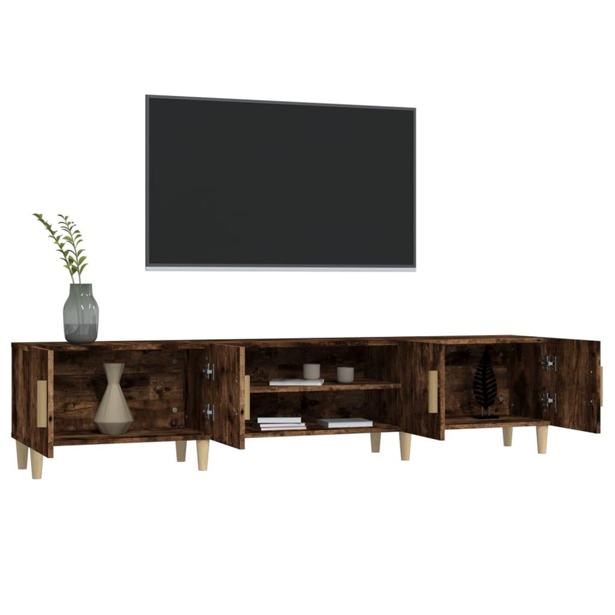Voir la diapositive 5 : VIDAXL Meuble TV chene fume 180x31,5x40 cm bois d'ingenierie