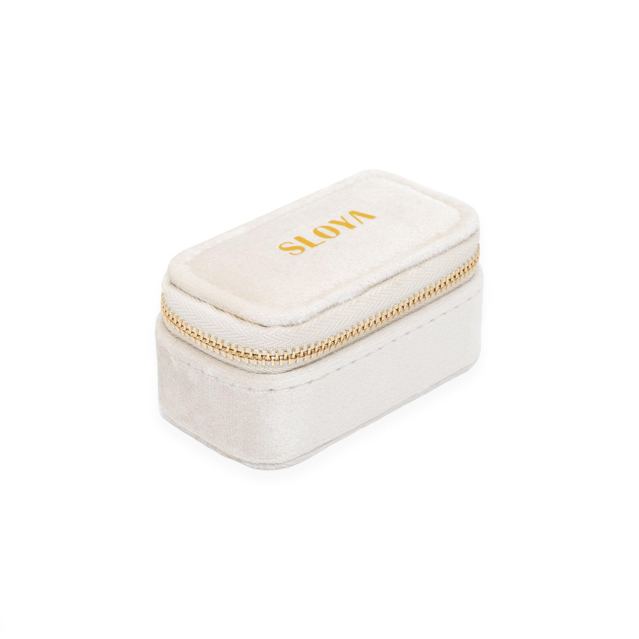 Voir la diapositive 2 : SLOYA Mini boîte à bijoux velours blanc coton