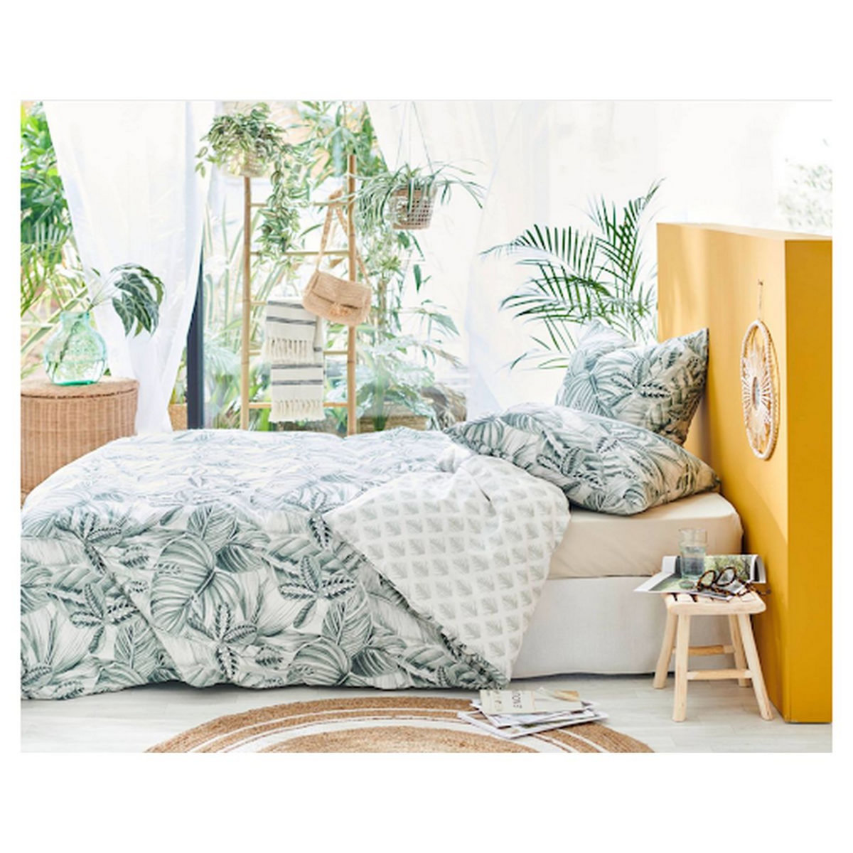 ACTUEL Parure housse de couette en coton motif tropical ZABOU 