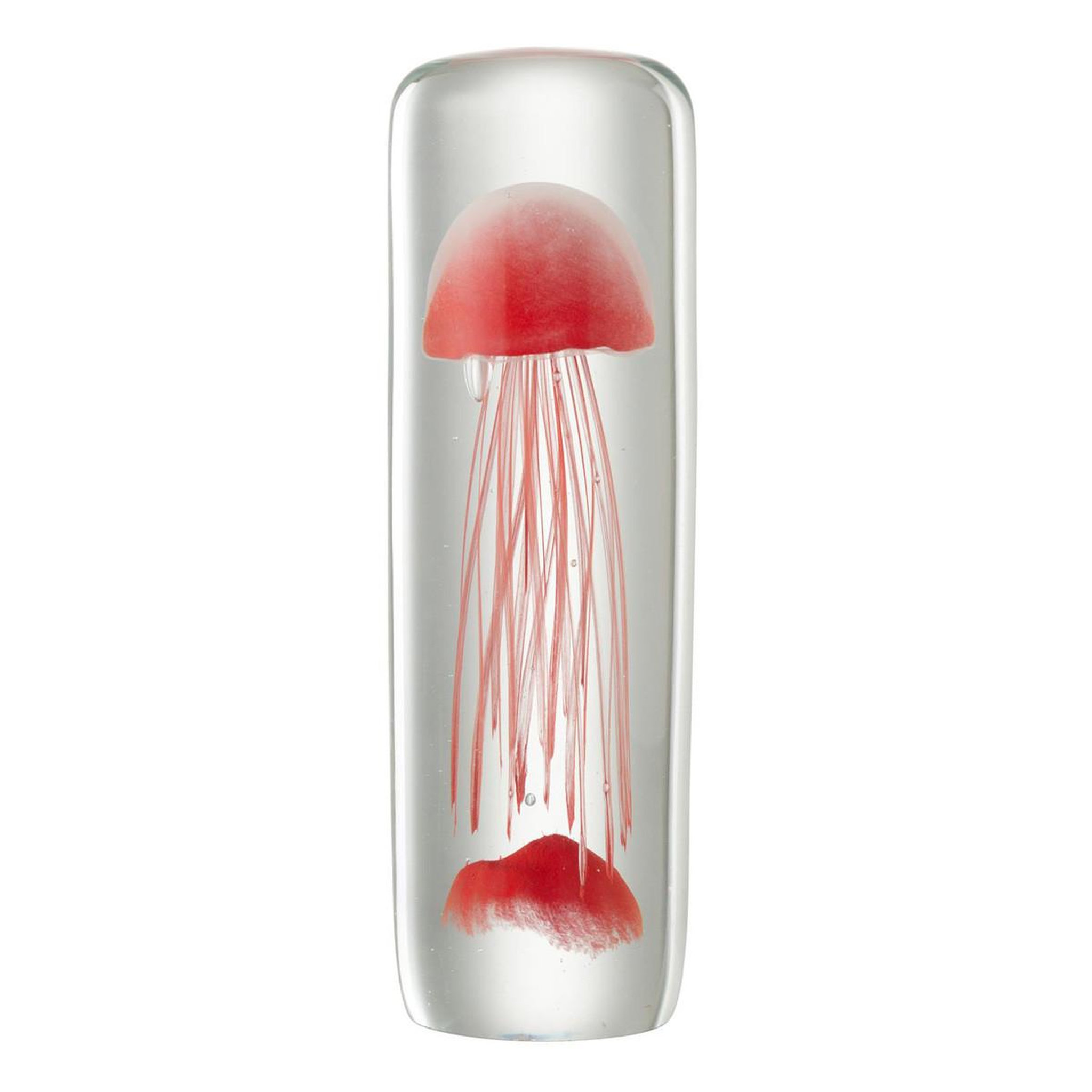 J-LINE Presse-papier en verre  méduse cylindre  29cm rouge