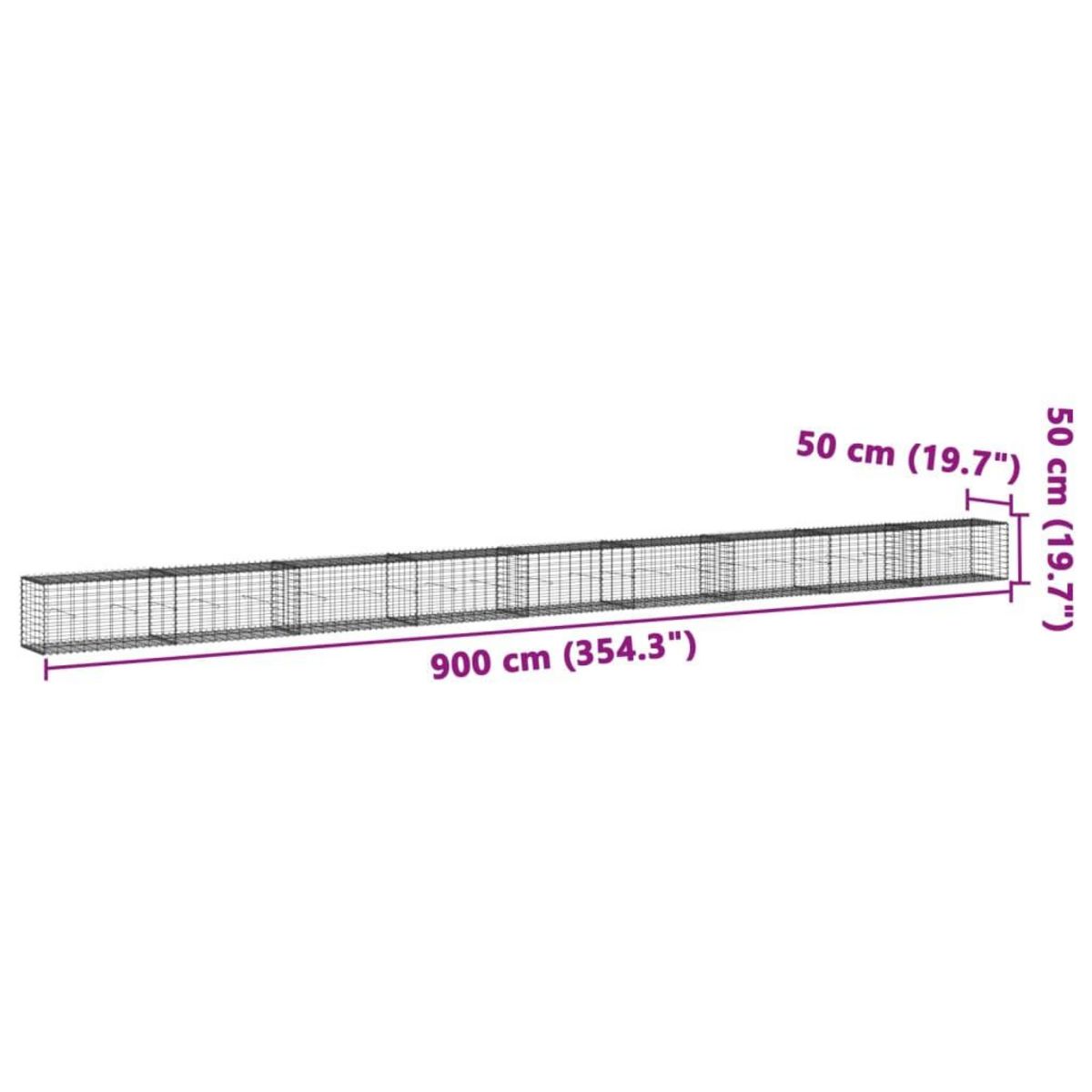 VIDAXL Panier gabion avec couvercle 900x50x50 cm fer galvanise