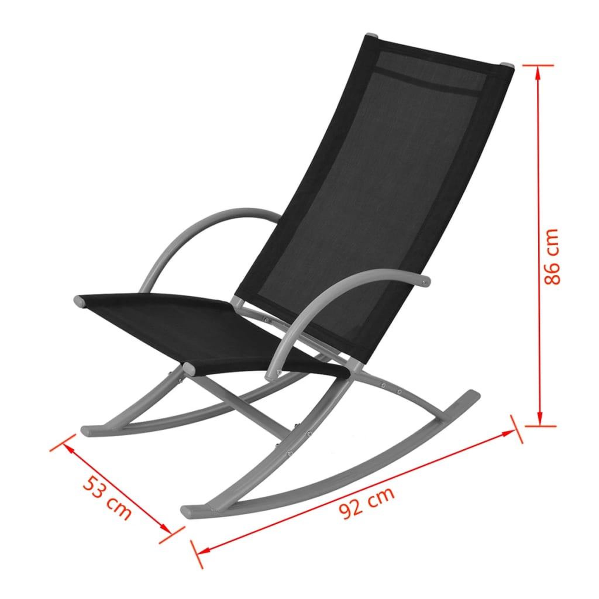 Voir la diapositive 6 : VIDAXL Chaises a bascule de jardin lot de 2 acier et textilene noir