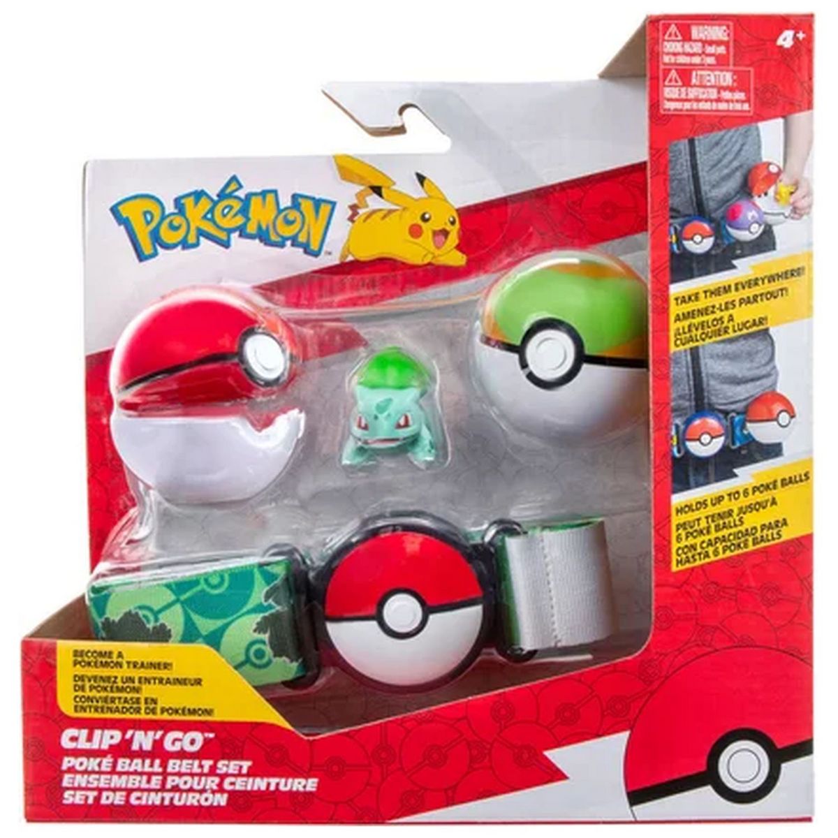 BANDAI Ceinture Pokémon Poké ball, Nest ball et Bulbizarre