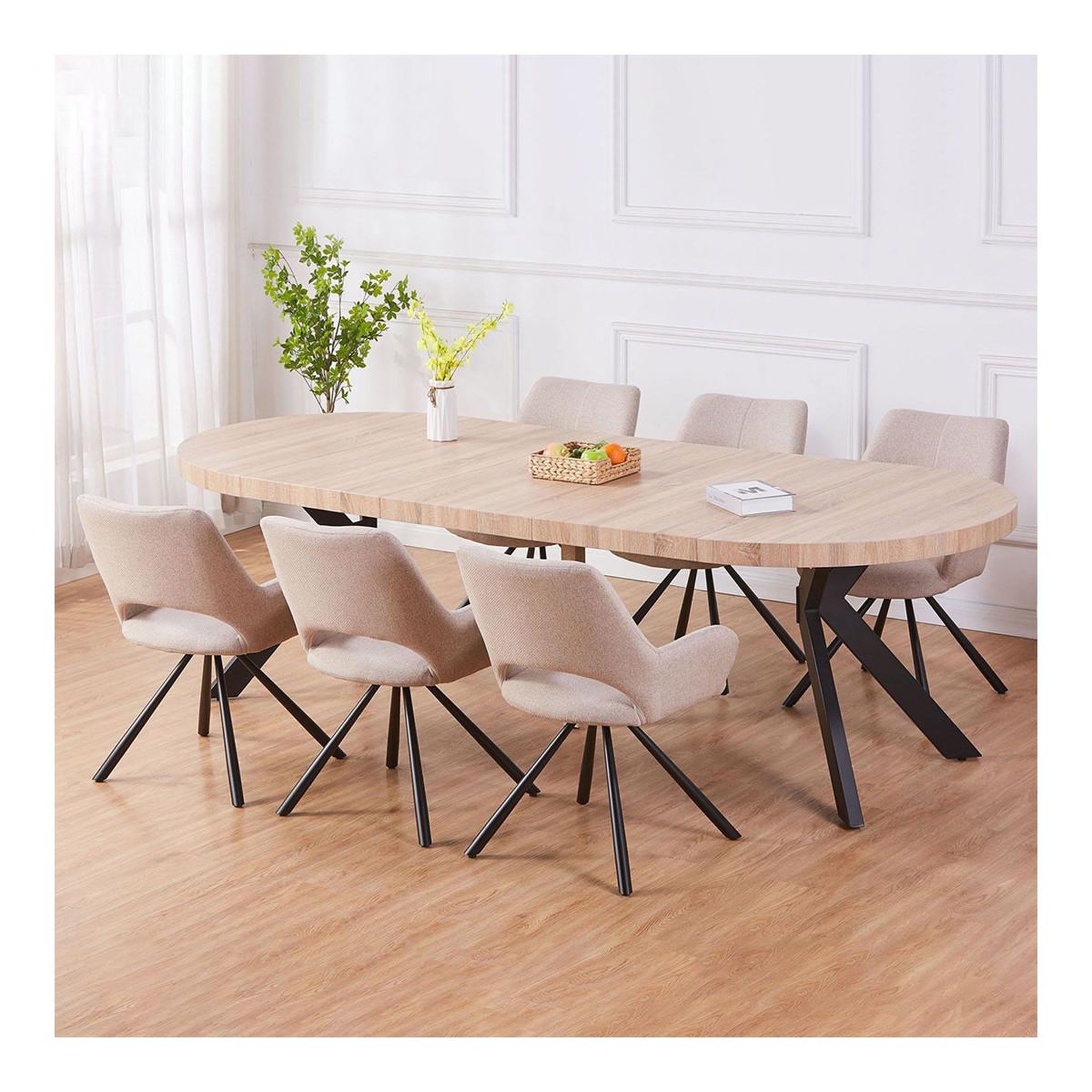 Voir la diapositive 4 : Paris Prix Table ronde extensible  zefane  160-260cm noir & chêne