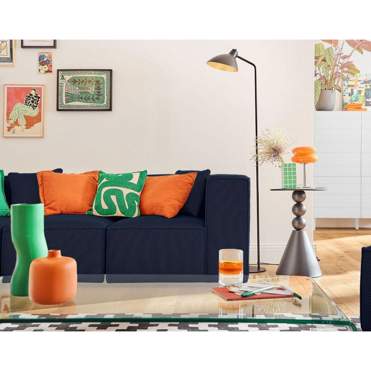 LISA DESIGN Arty - canapé modulable d'angle gauche 5 places - en tissu mailles 3d