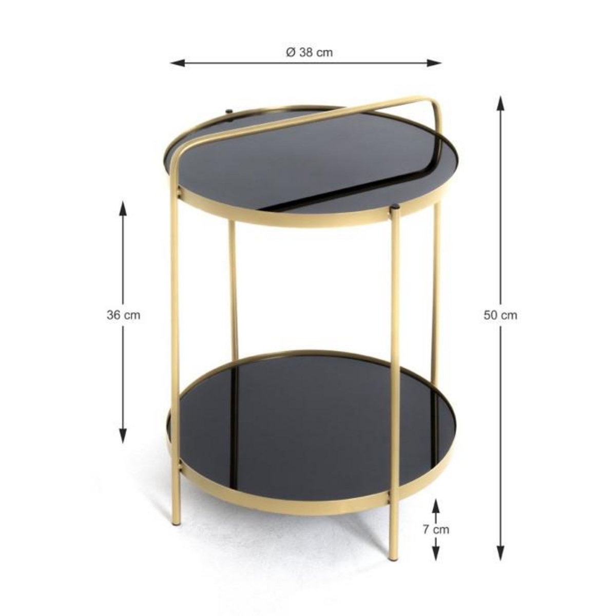Paris Prix Table d'Appoint Design  Proty  51cm Or & Noir