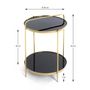 Voir la diapositive 3 : Paris Prix Table d'Appoint Design  Proty  51cm Or & Noir