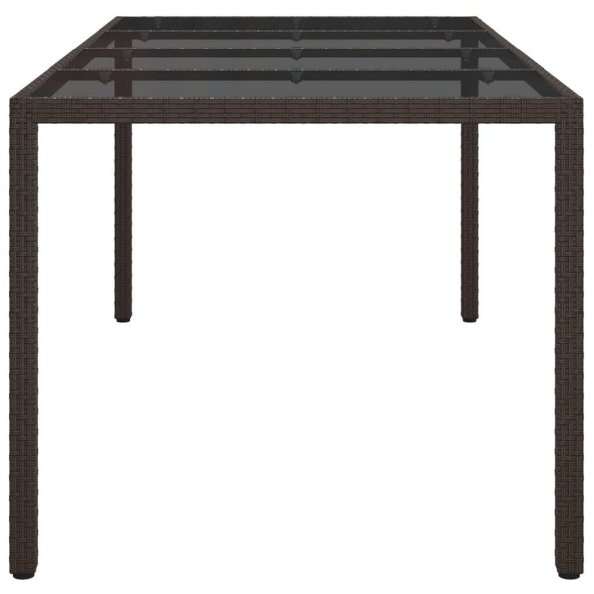 VIDAXL Table de jardin Marron 190x90x75 cm Verre trempe/resine tressee