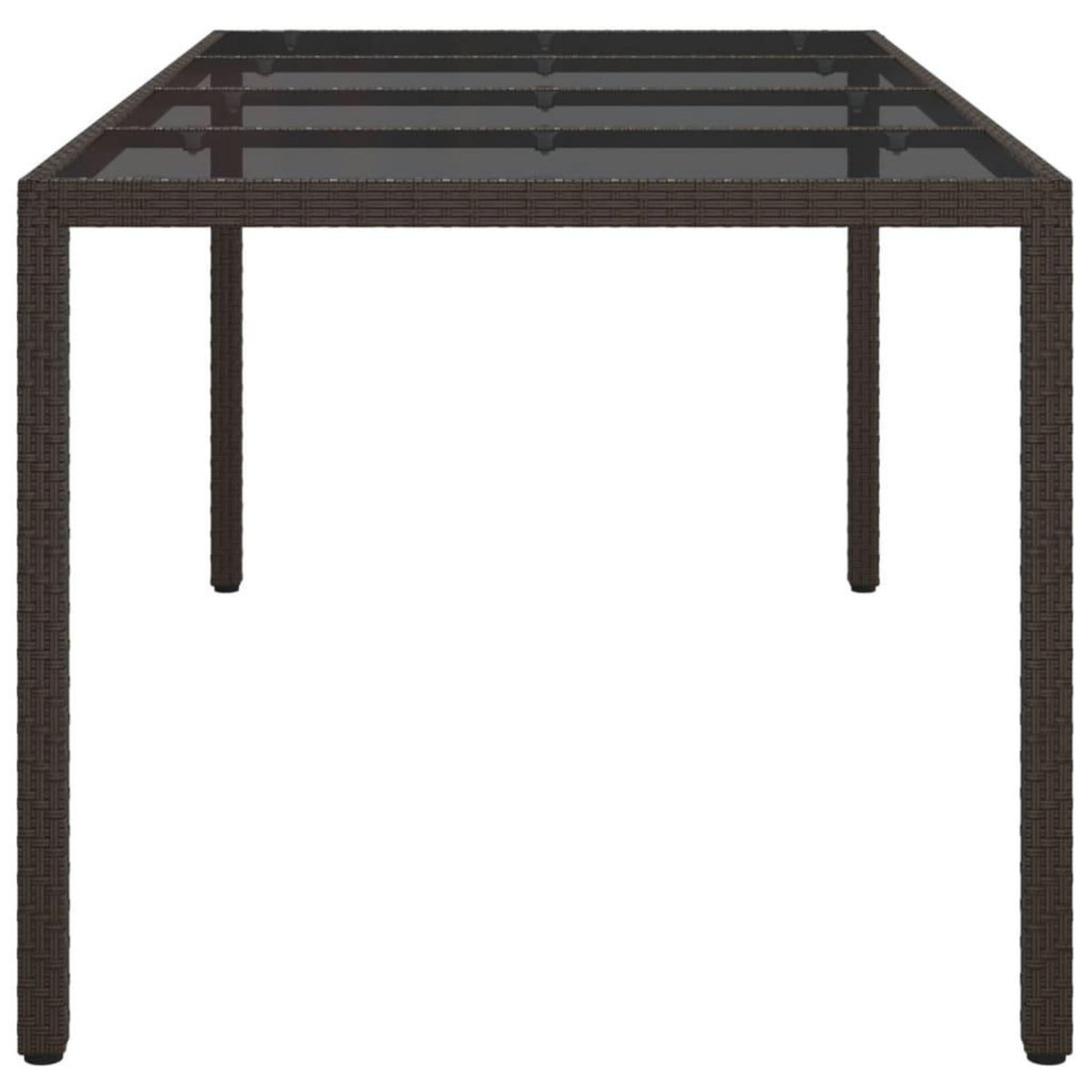 VIDAXL Table de jardin Marron 190x90x75 cm Verre trempe/resine tressee