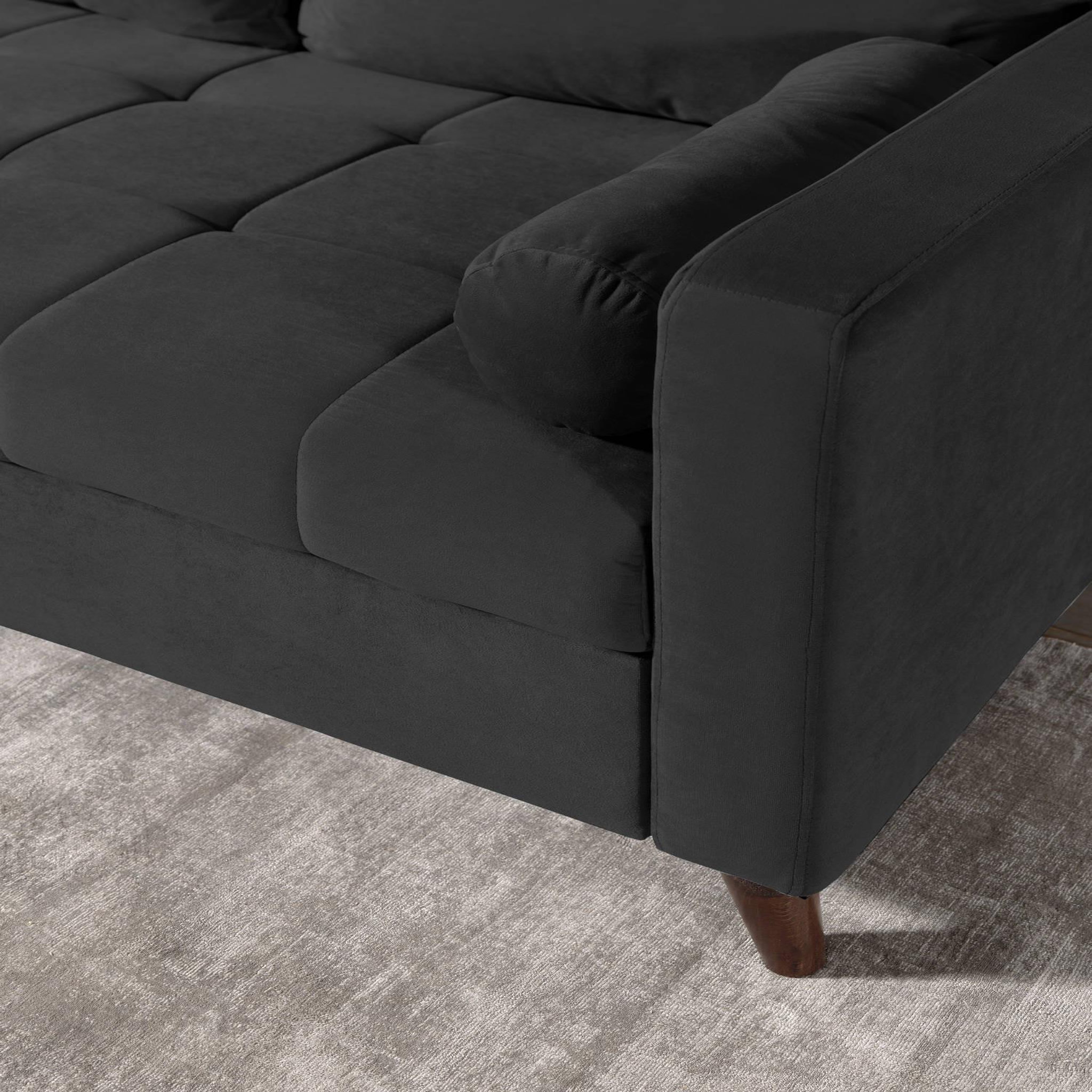Voir la diapositive 5 : BEST MOBILIER Polar - canapé d'angle réversible convertible - en velours au design scandinave - 4 places