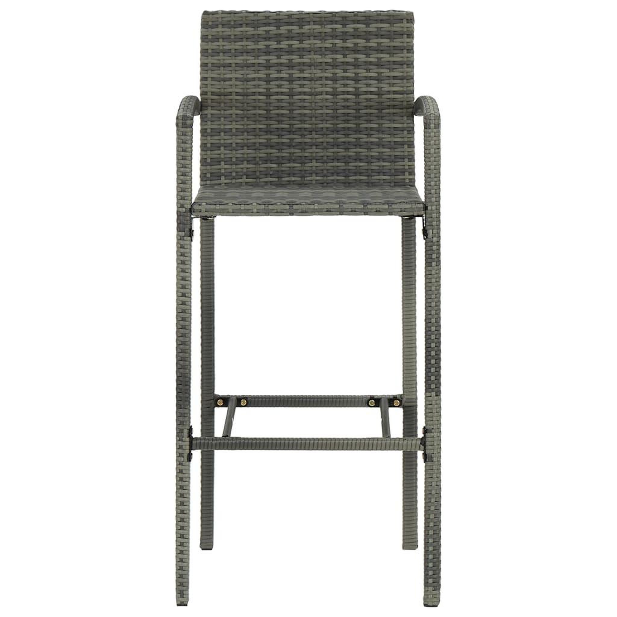 Voir la diapositive 5 : VIDAXL Ensemble de bar d'exterieur 5 pcs accoudoir resine tressee gris