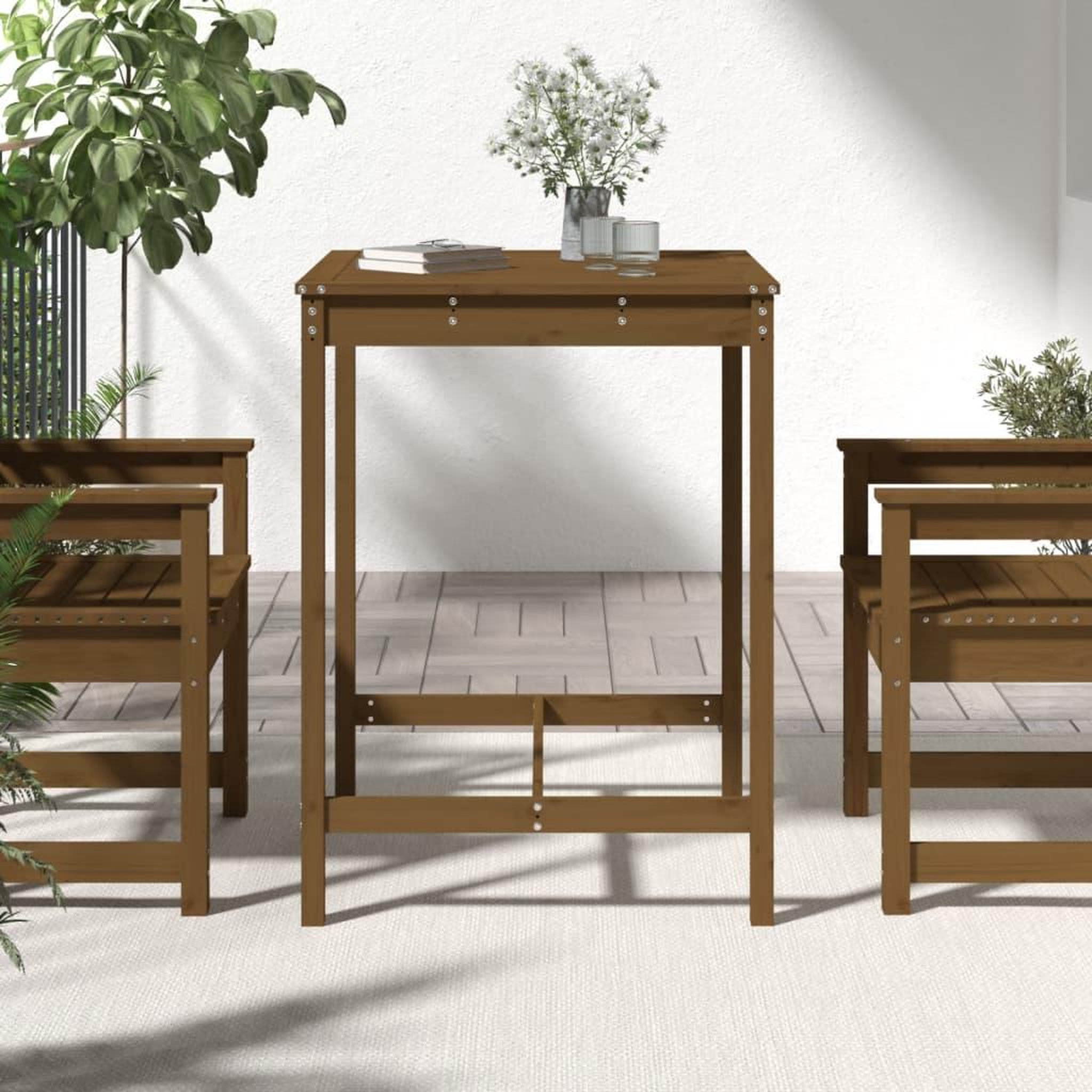 Voir la diapositive 3 : VIDAXL Table de jardin marron miel 82,5x82,5x110 cm bois massif de pin