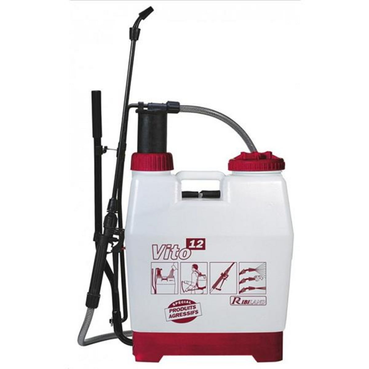 Ribitech Pulvérisateur à dos pour produits agressifs 12l - prp120dc