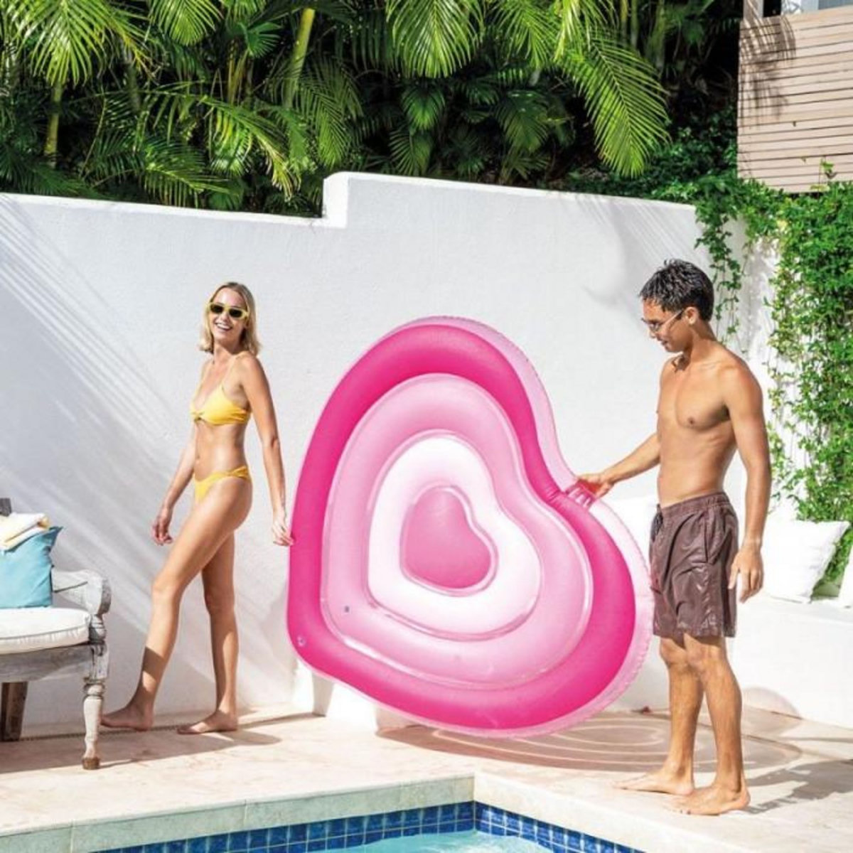 INTEX Bouée Gonflable Cœur  Ile Love  155cm Rose