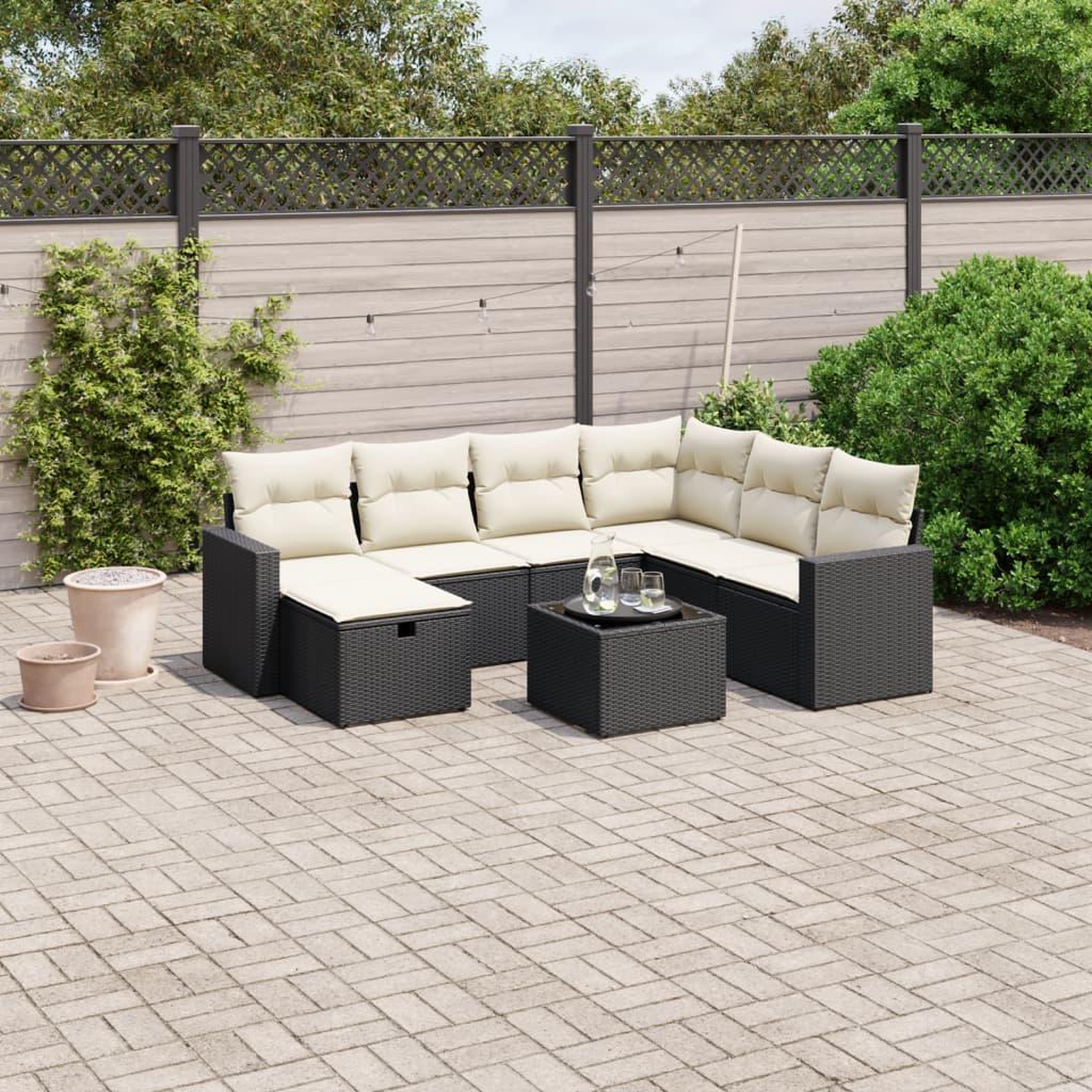 VIDAXL Salon de jardin 8 pcs avec coussins noir resine tressee