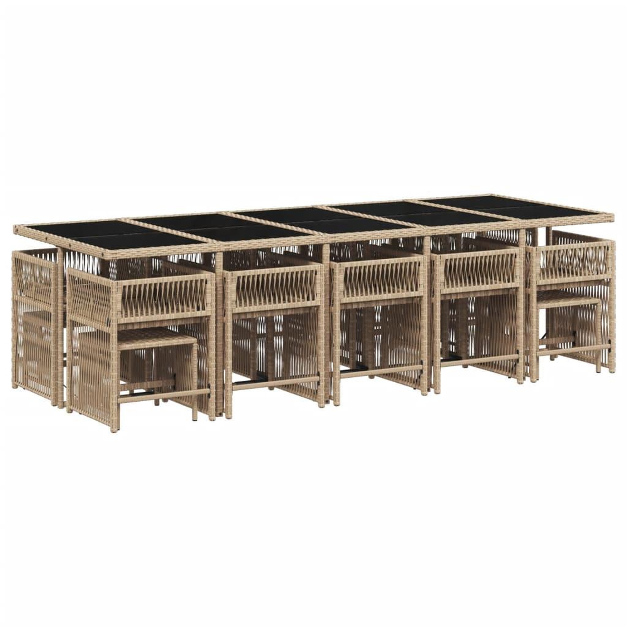 Voir la diapositive 3 : VIDAXL Ensemble a manger de jardin et coussins 15 pcs melange beige
