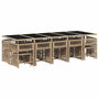 Voir la diapositive 3 : VIDAXL Ensemble a manger de jardin et coussins 15 pcs melange beige