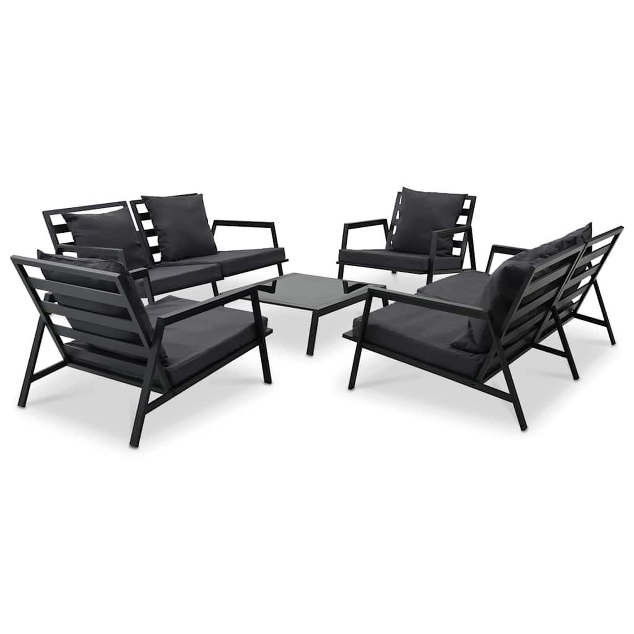 VIDAXL Salon de jardin 5 pcs avec coussins aluminium gris fonce
