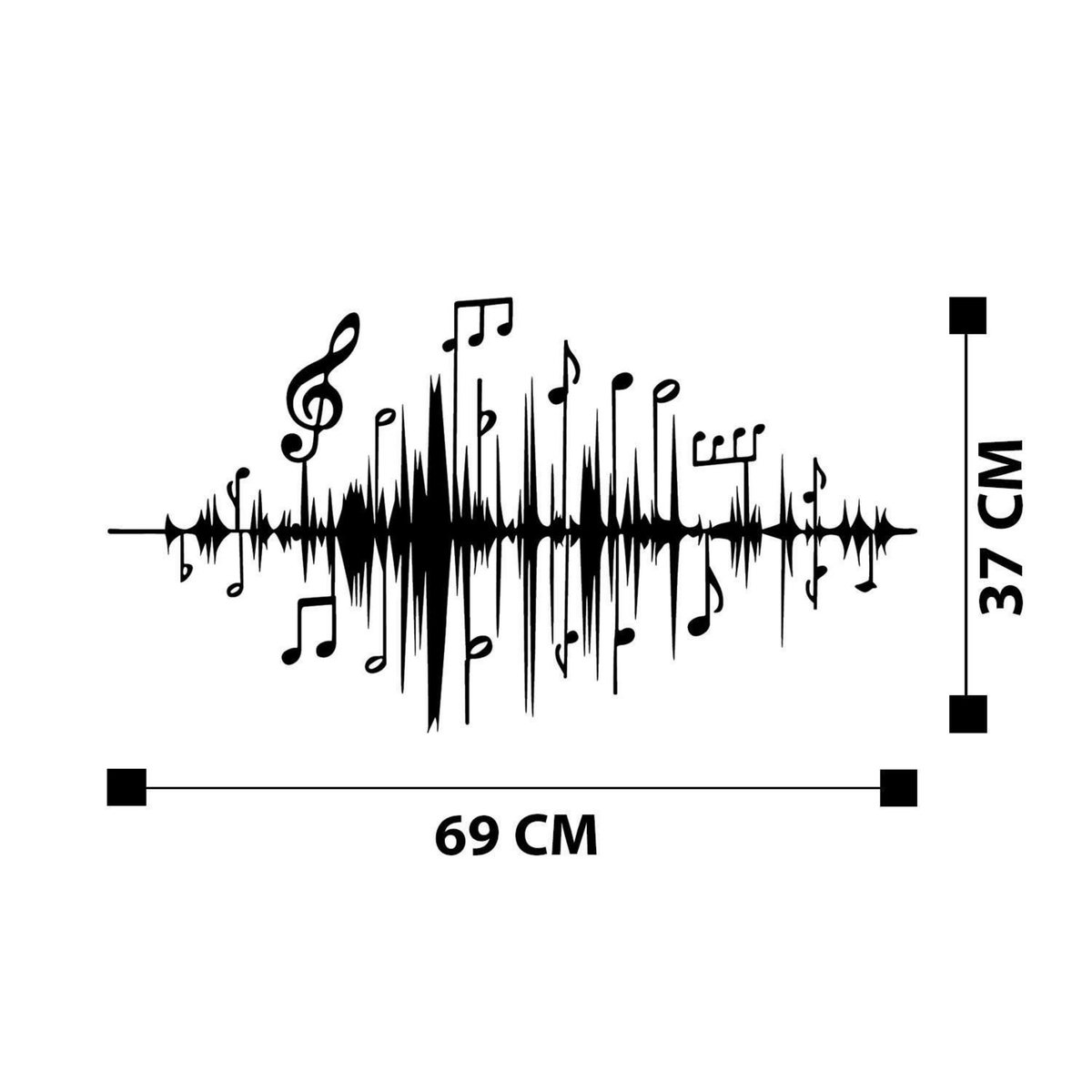 TOILINUX Décoration murale Notes en métal - 70 x 40 cm - Noir