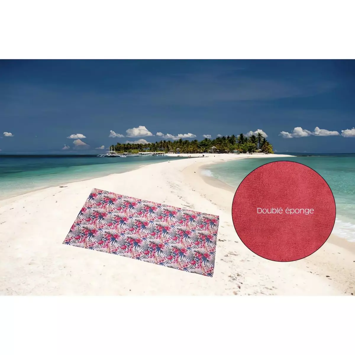 SOLEIL D'OCRE Fouta en coton doublé éponge 100x200 cm FLAMAND ROSE, par Soleil d'ocre