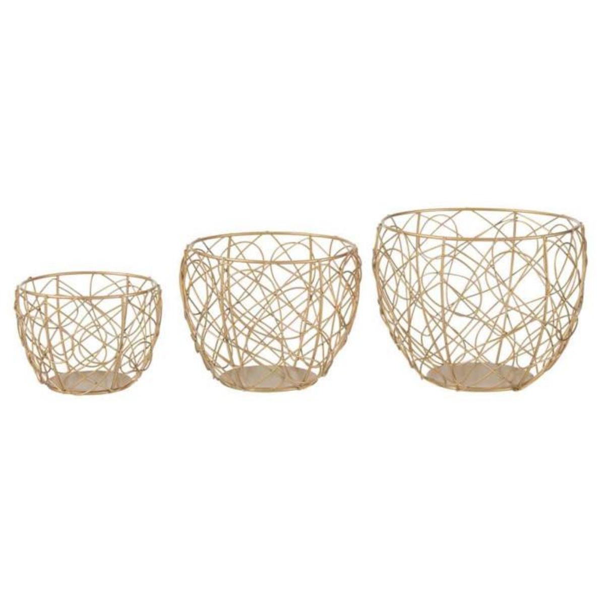 Paris Prix Lot de 3 Paniers Design  Metalo  22cm Or