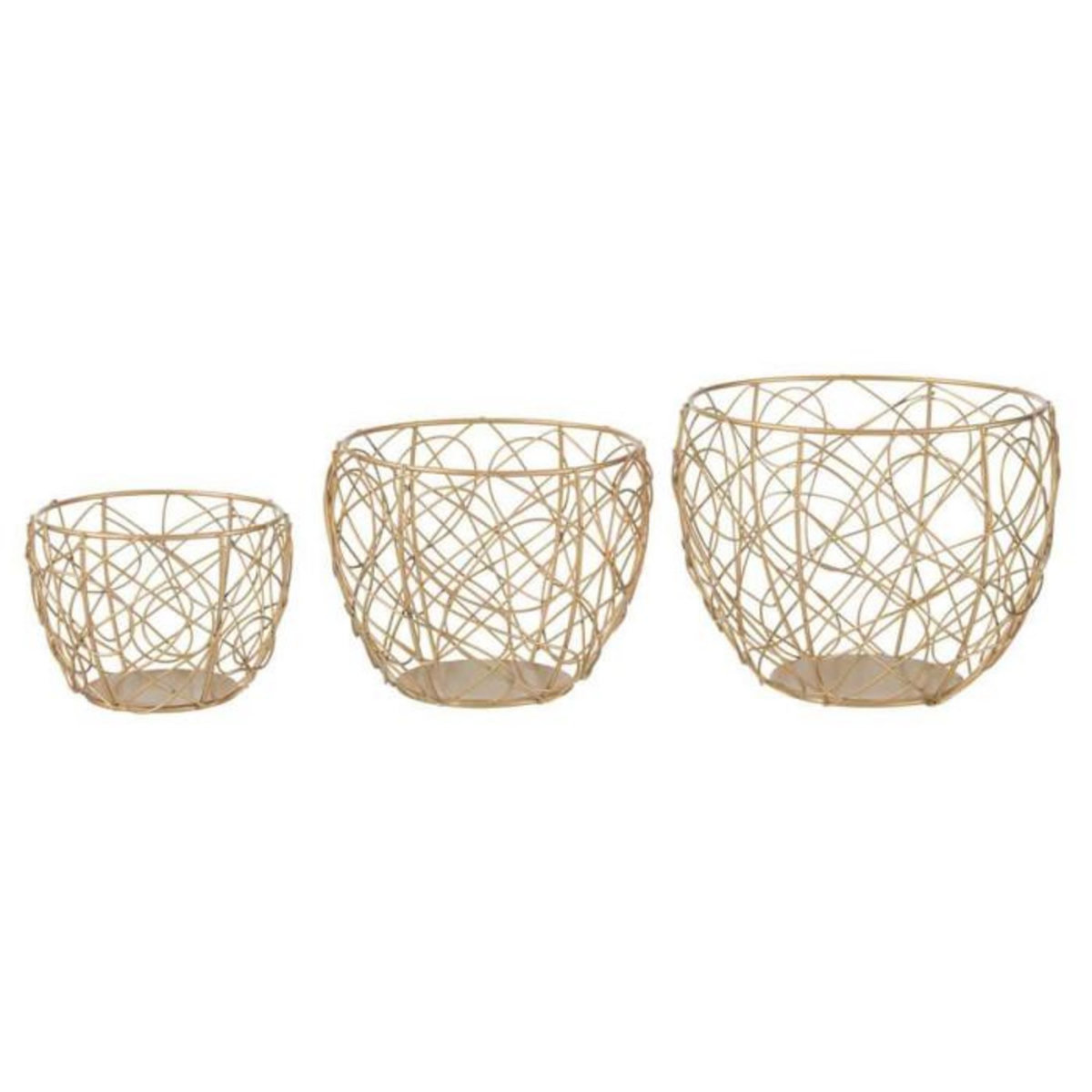 Paris Prix Lot de 3 Paniers Design  Metalo  22cm Or