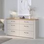 Voir la diapositive 2 : MARKET24 Commode - NELLEKE - 6 tiroirs - Sable / Bois - L156,3 x P41,3 x H83,1 cm