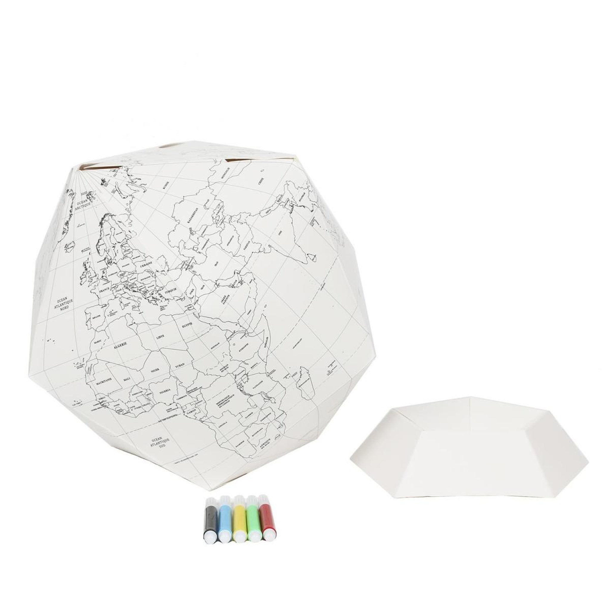 Voir la diapositive 5 : Jeux 2 momes Globe terrestre à colorier  5 feutres  26cm blanc