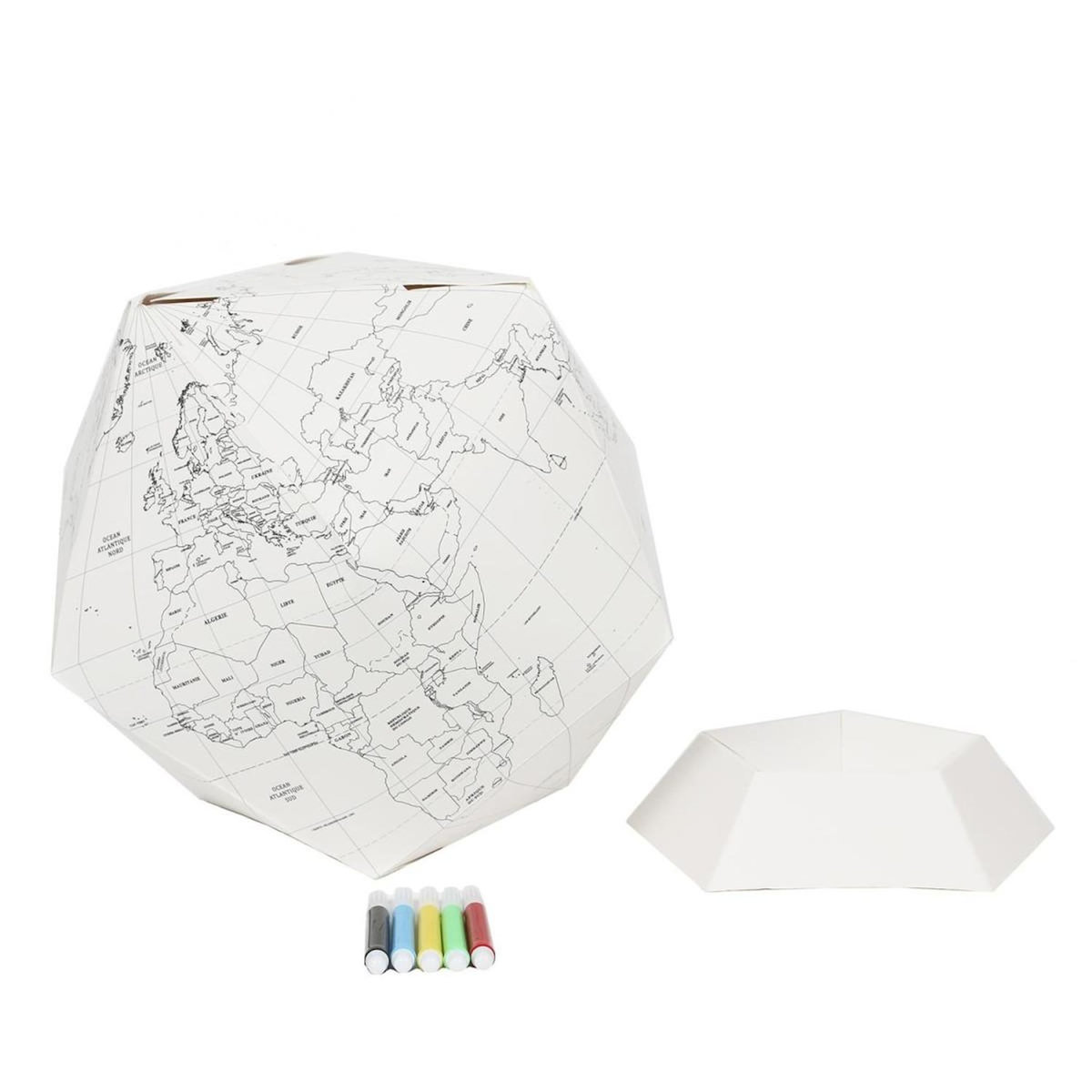 Paris Prix Globe Terrestre à Colorier  5 Feutres  26cm Blanc