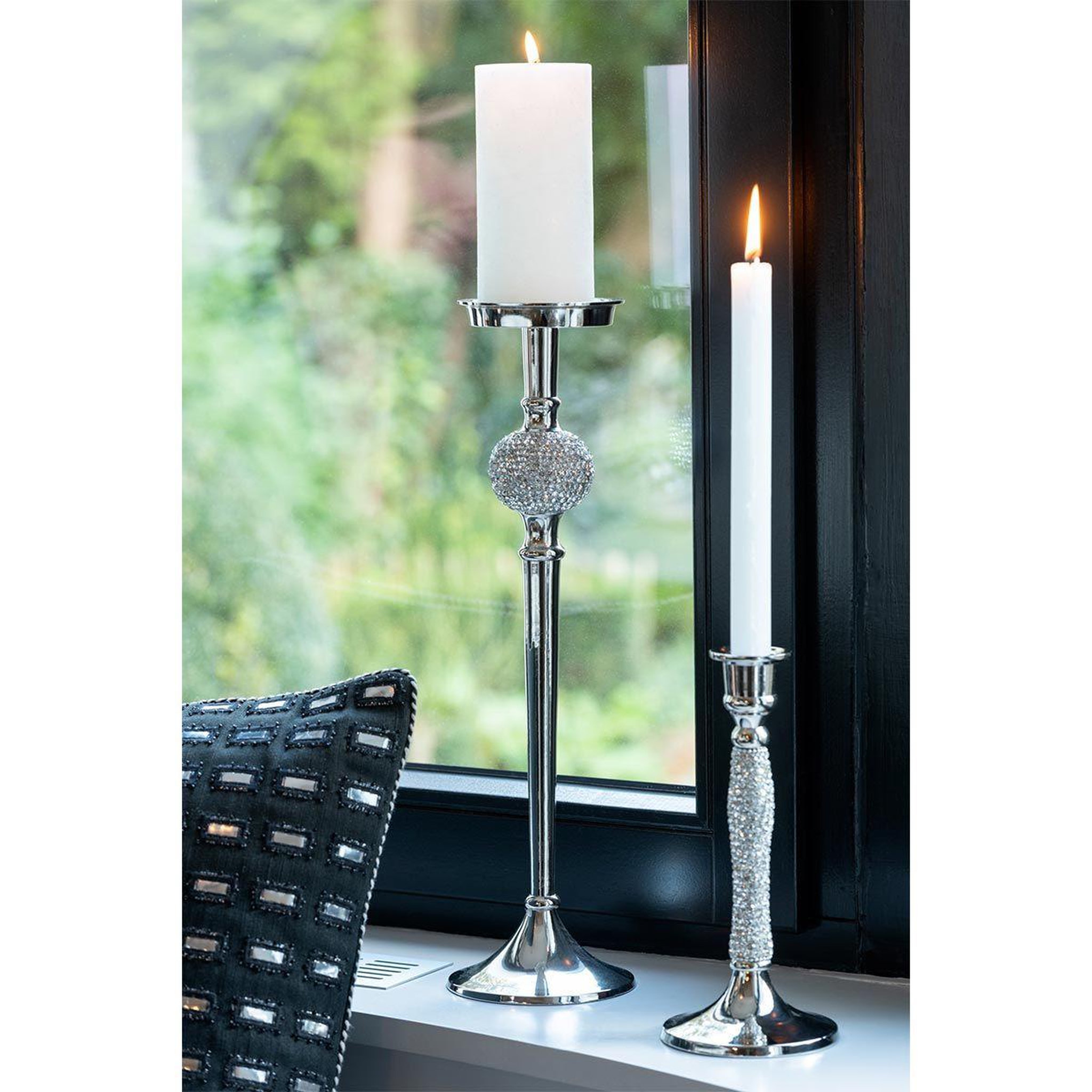 Voir la diapositive 3 : J-LINE Bougeoir Design  Sphère Diamant  41cm Argent