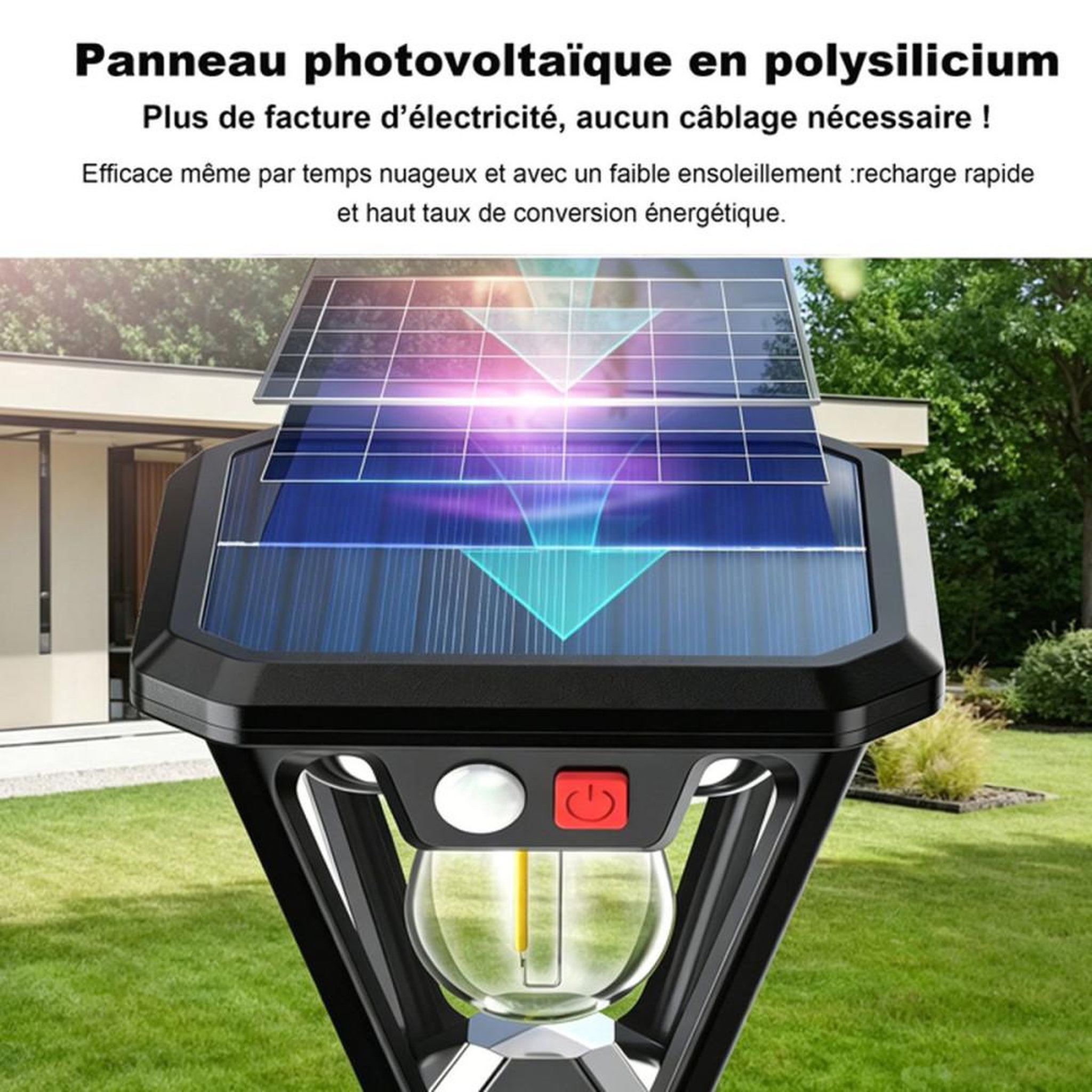 Voir la diapositive 5 : Lot de 2 lampes solaires de jardin avec détecteur de mouvement, 3 modes, design noir, fixation sur piquet, éclairage d'extérieur IP65
