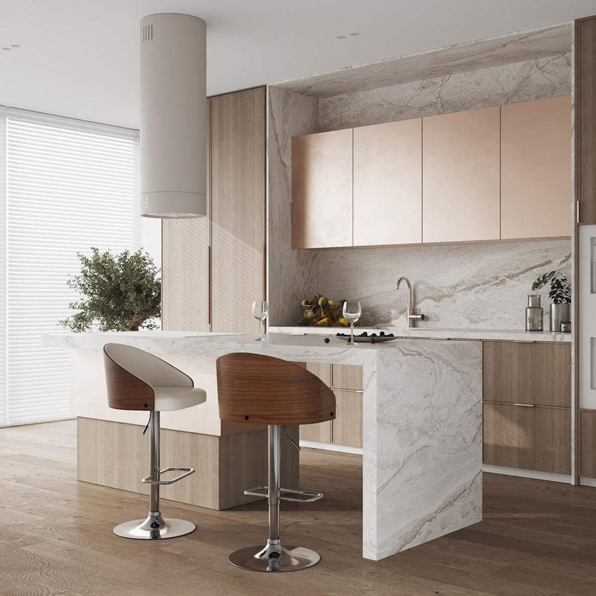 Rendez vous déco Chaise de bar réglable 63/84 cm en tissu beige-Carmelo