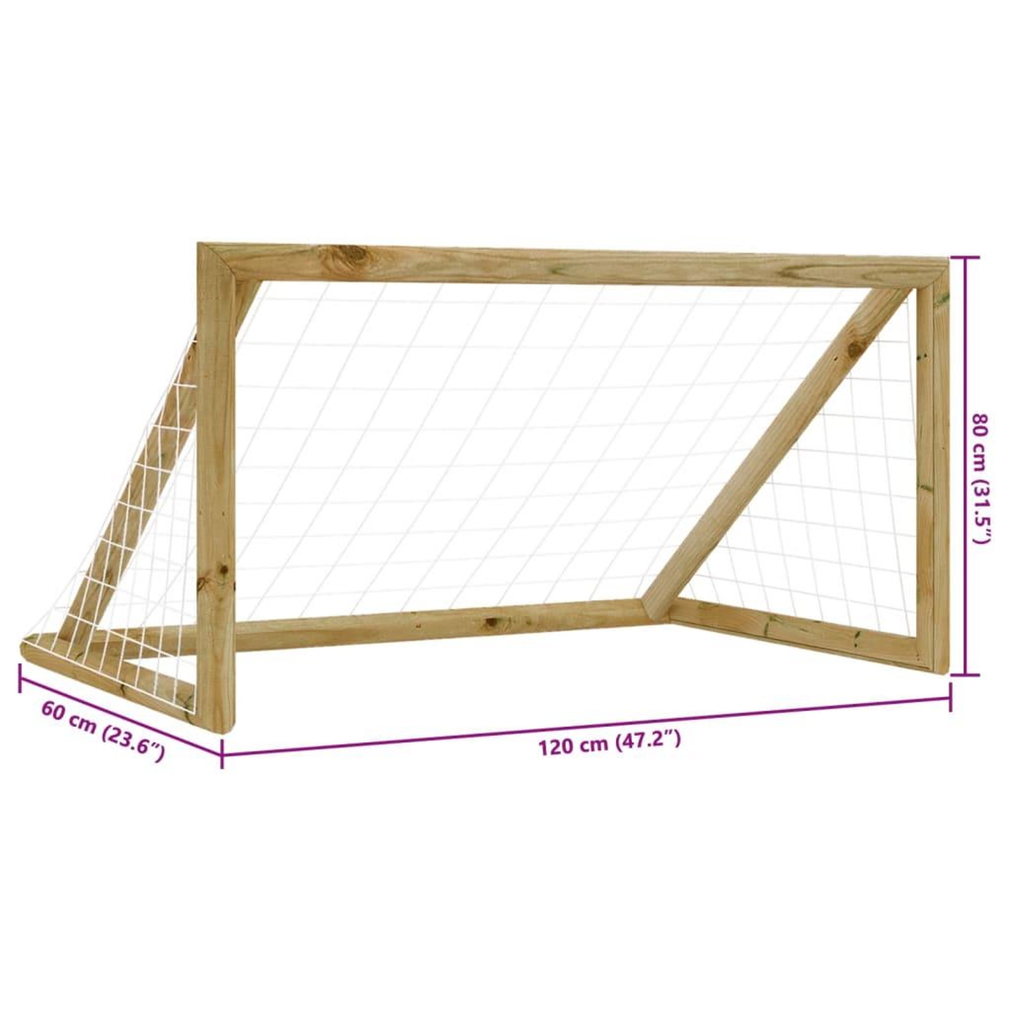 Voir la diapositive 6 : VIDAXL But de football avec filet 120x60x80 cm Bois de pin impregne