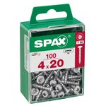 CENTRALE BRICO Lot de 100 vis acier tête ronde torx SPAX, Diam.4 mm x L.20 mm
