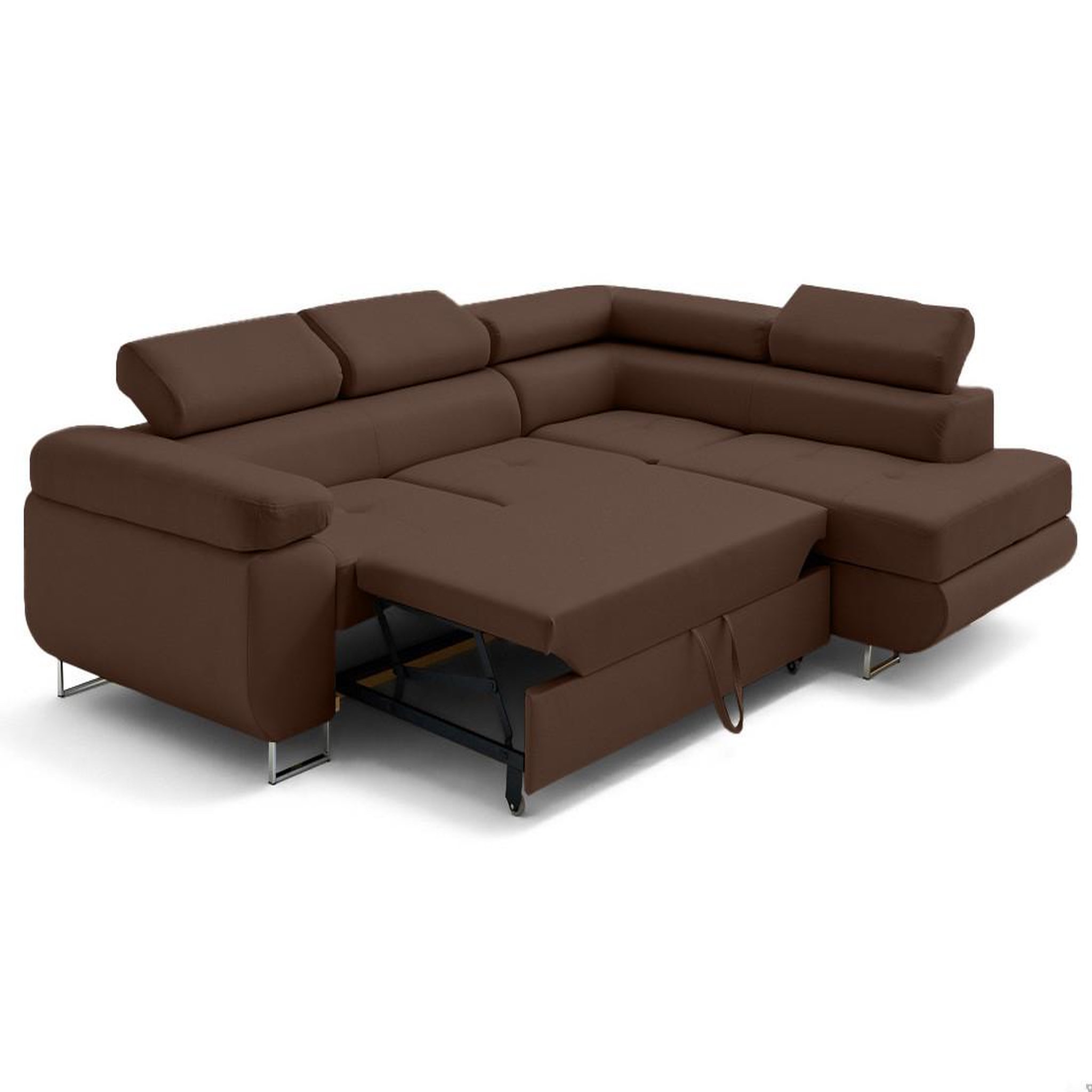 Voir la diapositive 5 : LISA DESIGN Zaria - canapé d'angle droit 5 places convertible avec coffre et têtières en simili