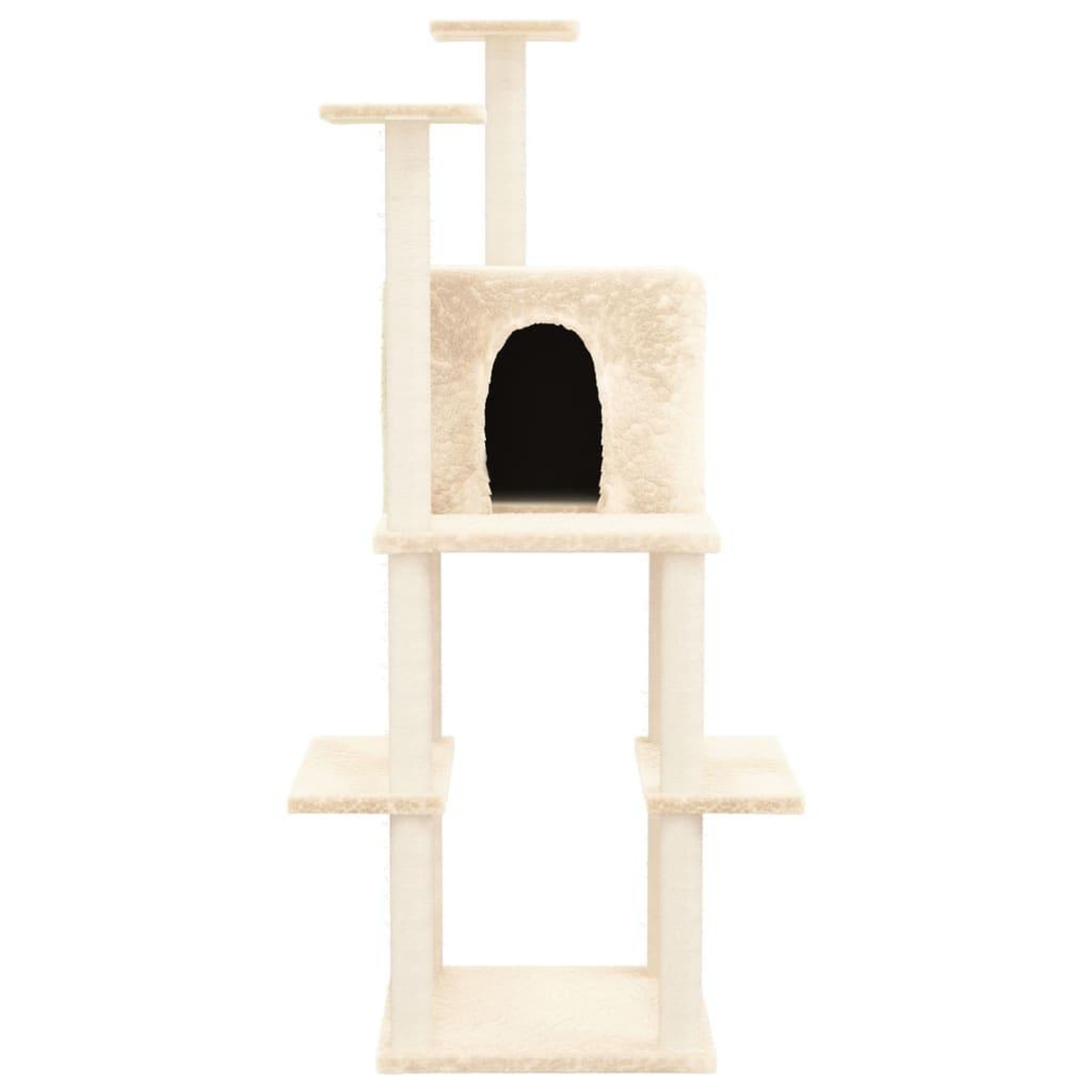 Voir la diapositive 3 : VIDAXL Arbre a chat avec griffoirs en sisal Creme 144,5 cm