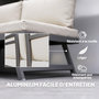 Voir la diapositive 5 : OUTSUNNY Ensemble salon de jardin modulable 5 personnes 4 pièces design alu gris coussins beige