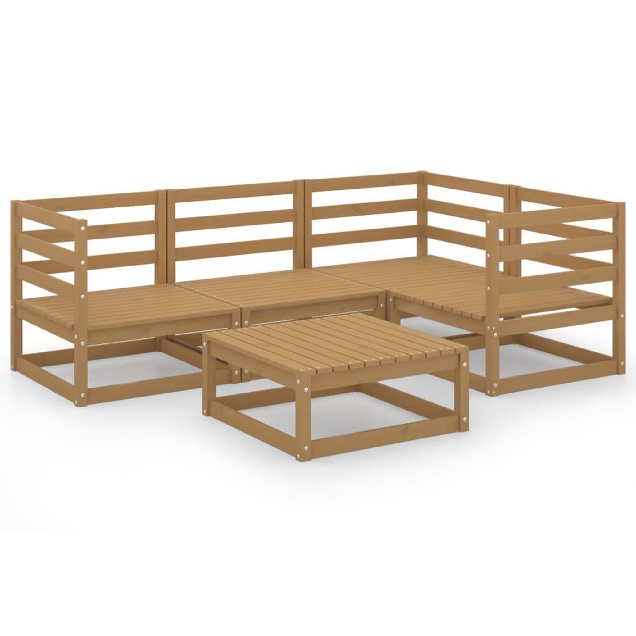 Voir la diapositive 2 : VIDAXL Salon de jardin 5 pcs Marron miel Bois de pin massif