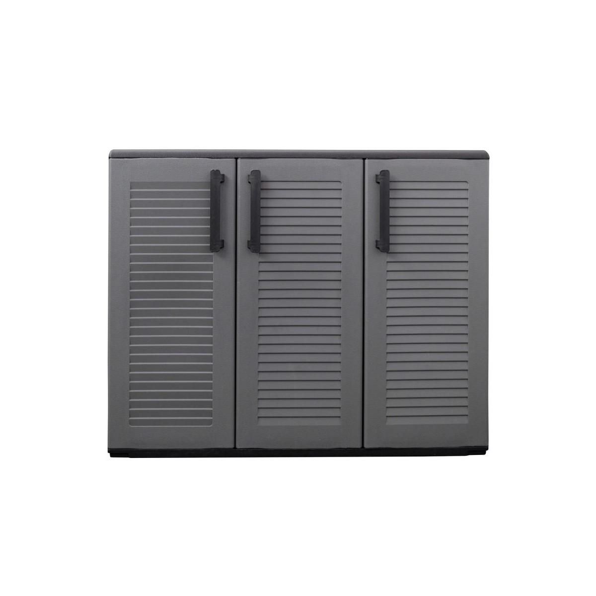 ART PLAST Armoire de Rangement Garage Atelier - Armoire basse 3 portes et 1 étagère Réglable Polypropylène 102x37h84 cm Charge 20 kg