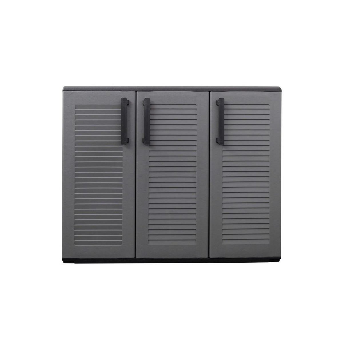 ART PLAST Armoire de Rangement Garage Atelier - Armoire basse 3 portes et 1 étagère Réglable Polypropylène 102x37h84 cm Charge 20 kg