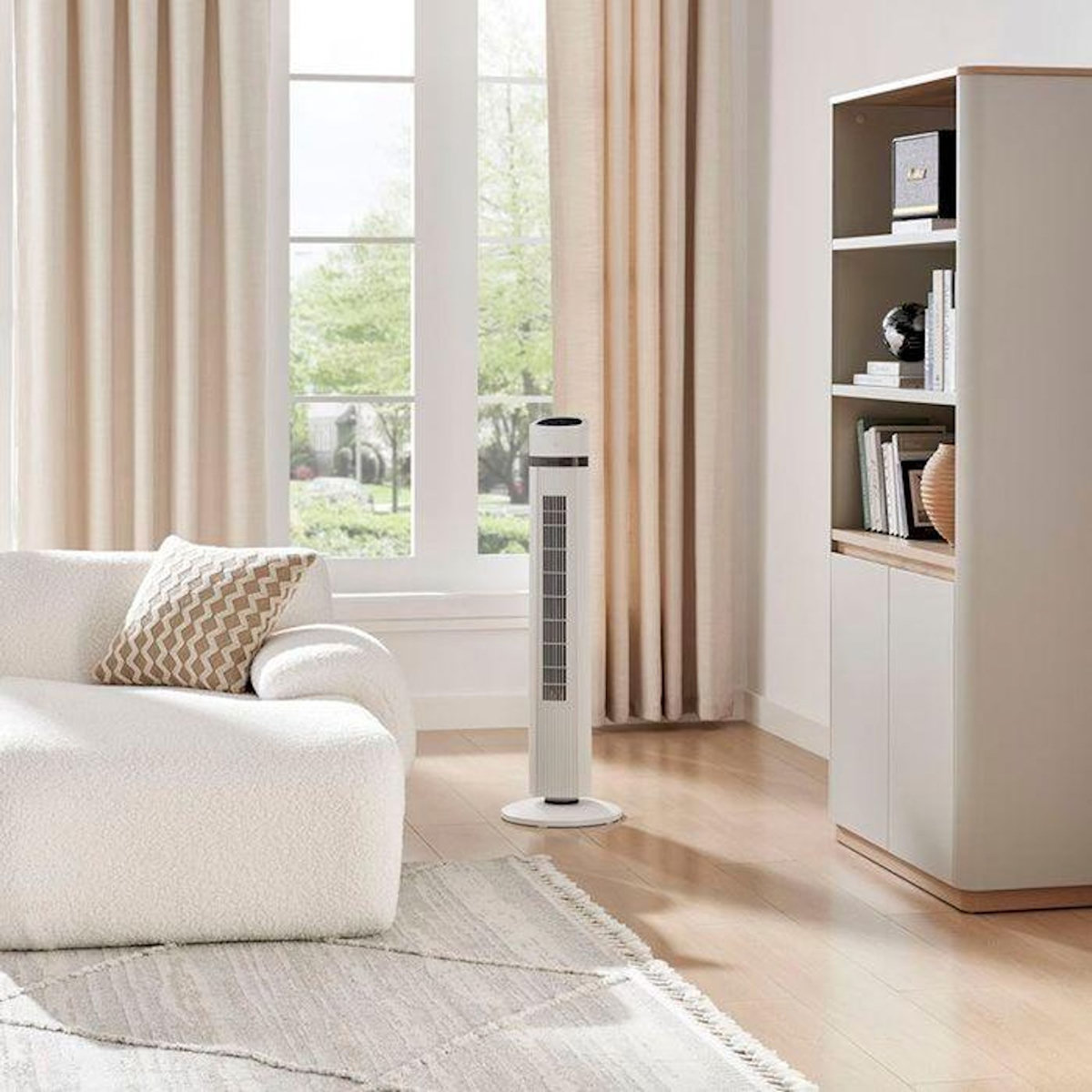 OCEANIC Ventilateur colonne OCEANIC - 45W - Hauteur 101 cm - 3 modes - 3 vitesses - Oscillation 90° - Blanc