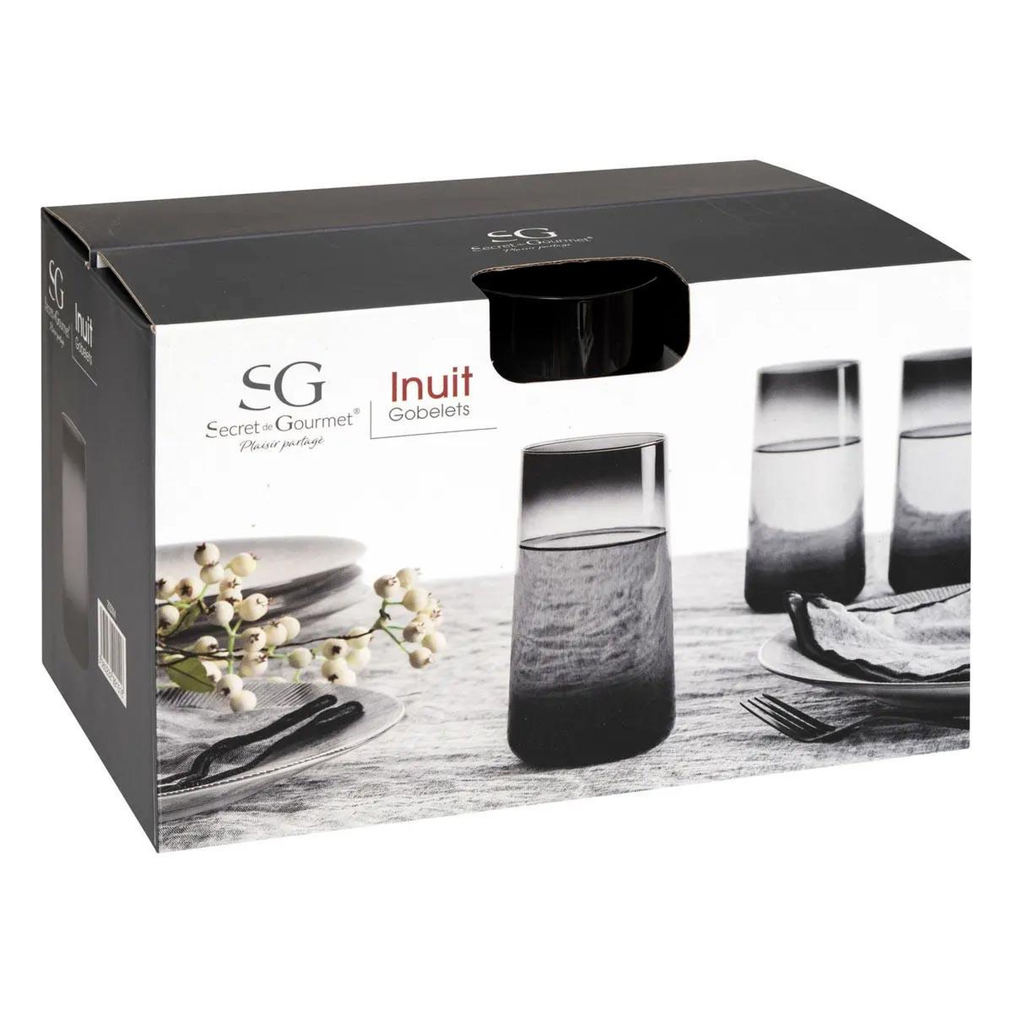 Voir la diapositive 4 : SECRET DE GOURMET Lot de 6 verres hauts trapèze  inuit dreams  54cl gris