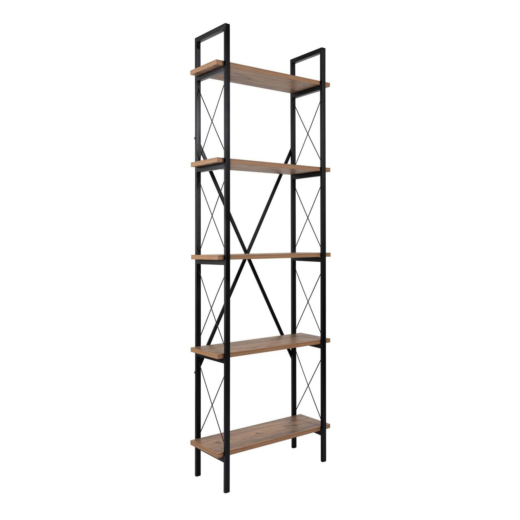 Habitat et Jardin Bibliothèque en bois  elysian  - 90 x 33 x 180 cm - pin atlantiquenoir